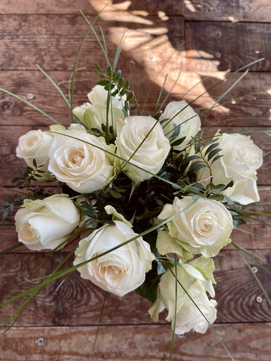 Bouquet de Rose blanche - Philo et Capucine - Fleuriste Gujan-Mestras