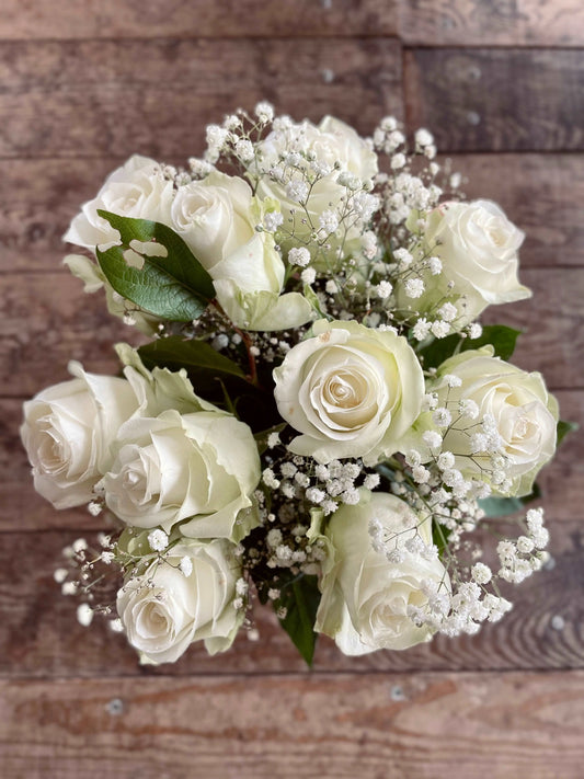 Bouquet de Roses blanche - Philo et Capucine - Fleuriste Gujan-Mestras
